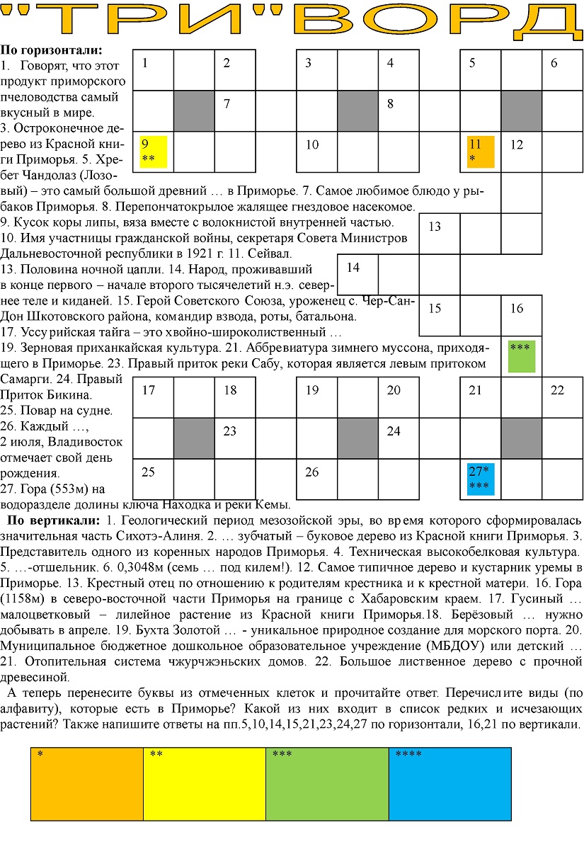 Кроссворд №3. 